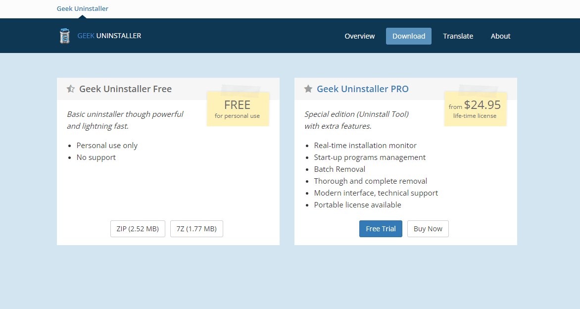 下載 Geek Uninstaller 網站