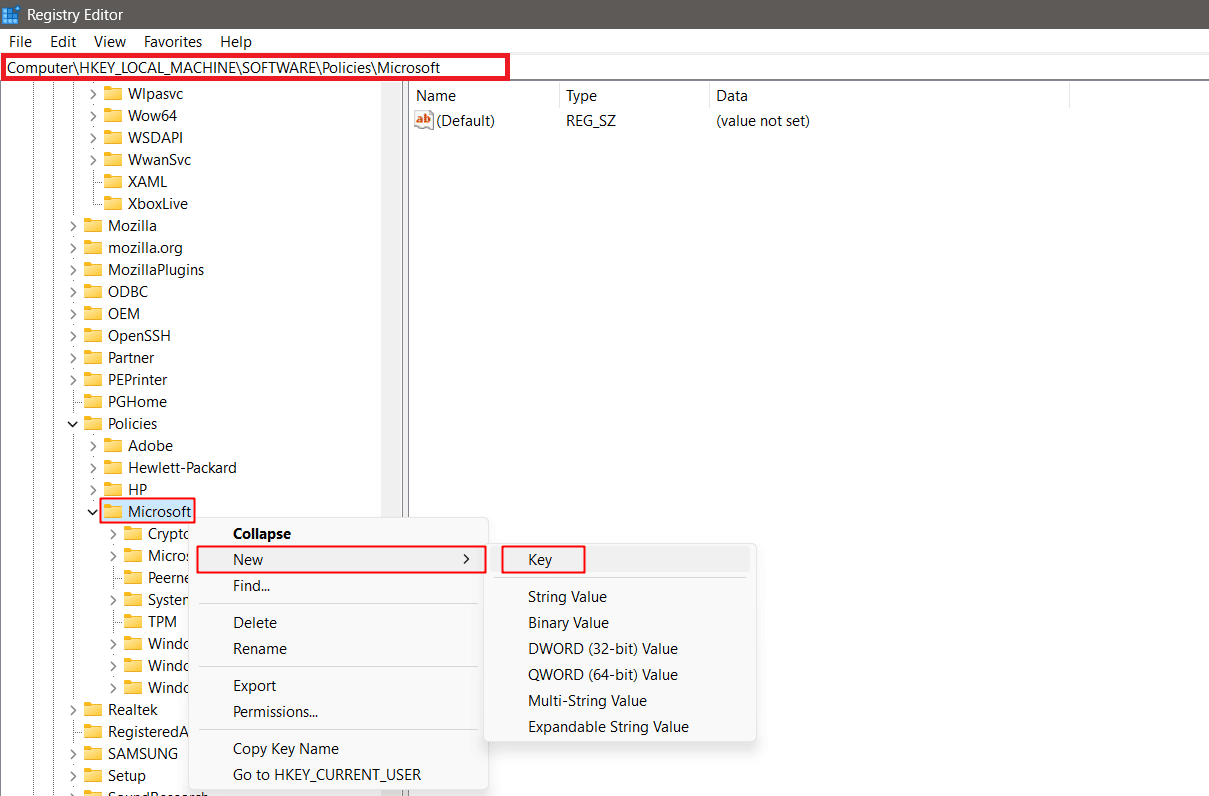 Navigasi manual untuk memodifikasi file registri