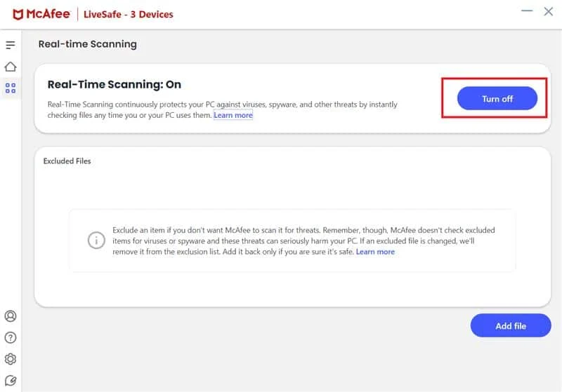 [オフにする] ボタンをクリックします。 Comcast メールが機能しない問題を修正する方法