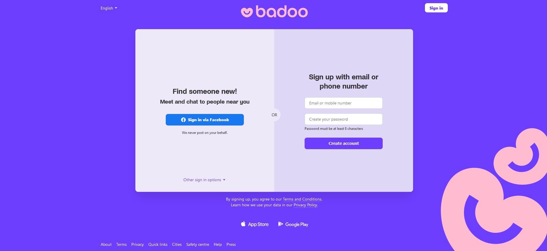 Site-ul oficial Badoo