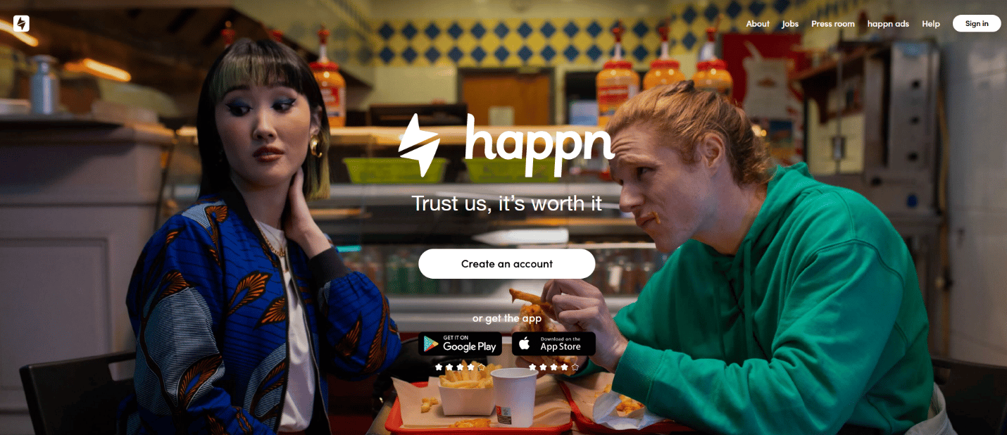 Site-ul oficial Happn. 17 cele mai bune aplicații de întâlniri din India