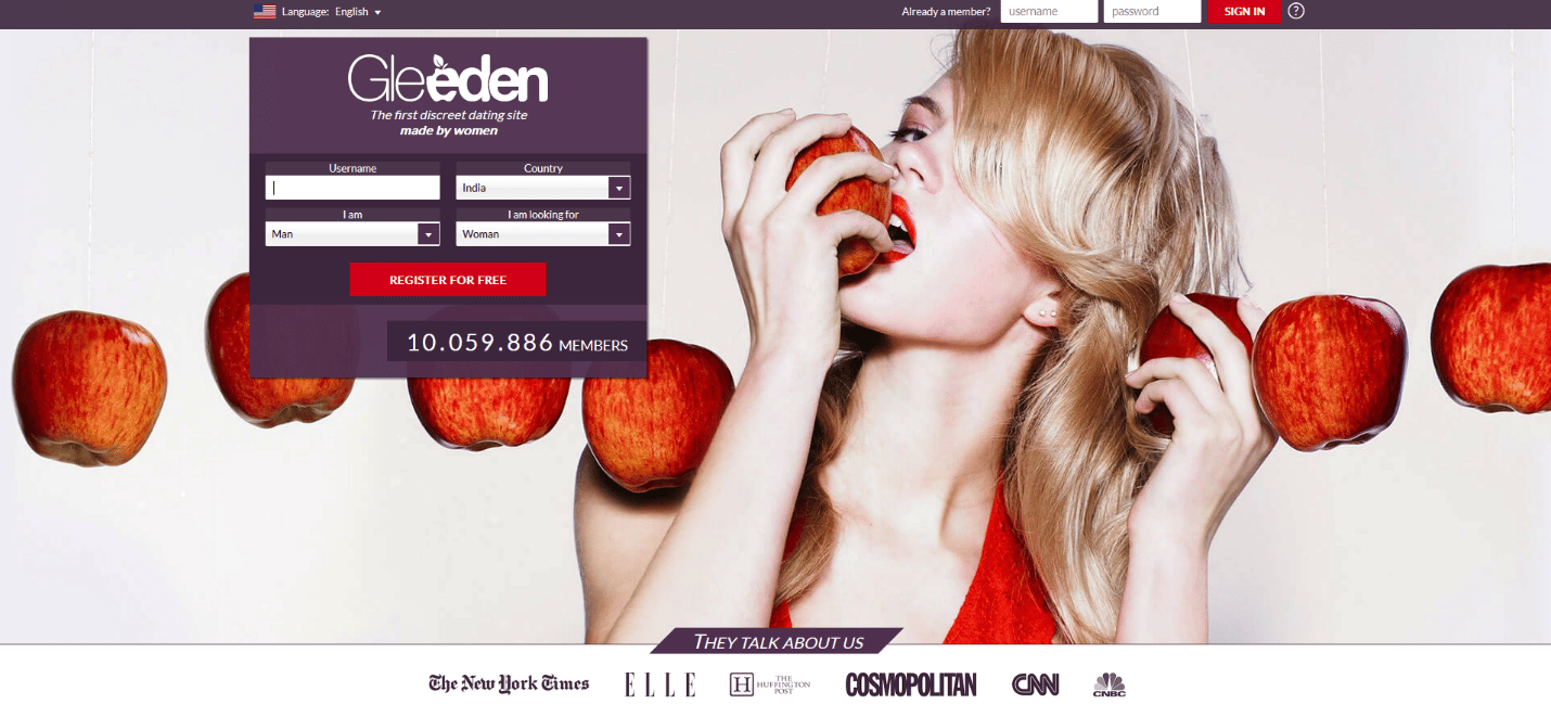 Site-ul oficial Gleeden. 17 cele mai bune aplicații de întâlniri din India