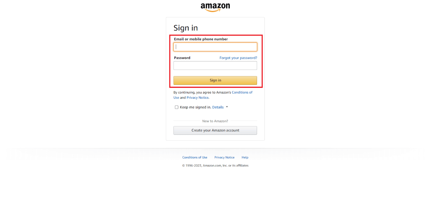 Masukkan kredensial login Anda dan klik Masuk untuk masuk ke akun Amazon Anda | Cara Mendapatkan Diskon Amazon Prime untuk Guru