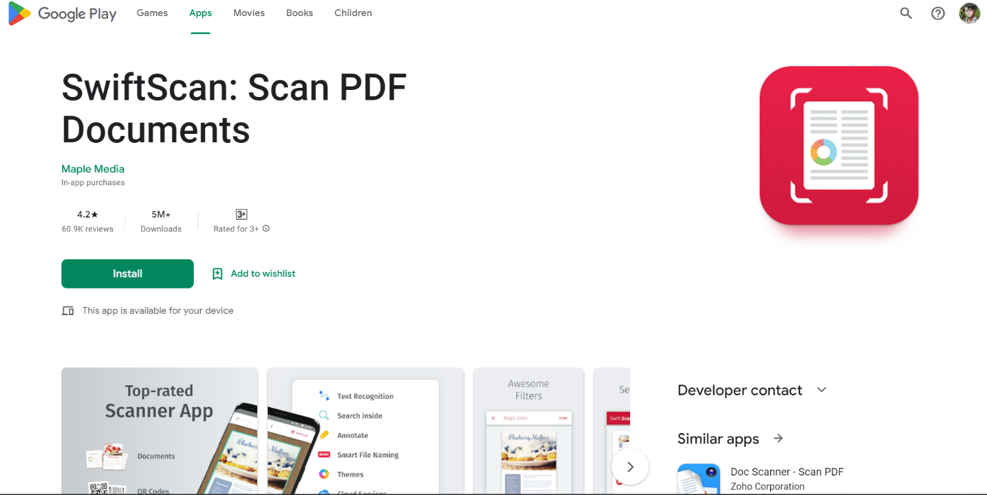SwiftScan в игровом магазине
