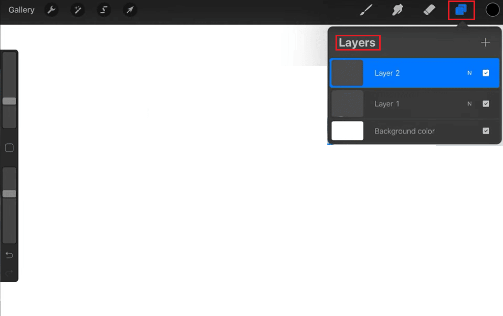 apri il menu Livelli nell'app Procreate
