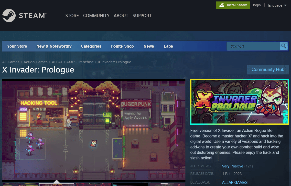 x Invader 序章的 Steam 頁面