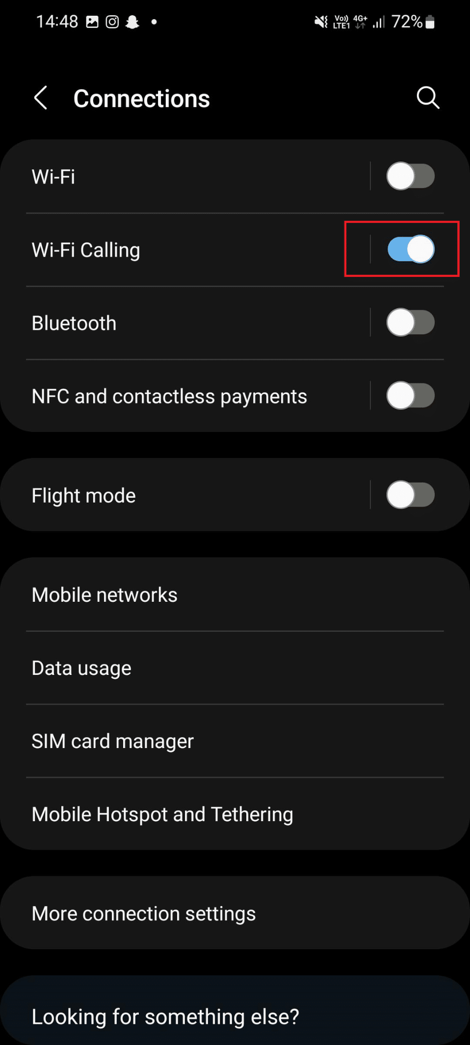 opção de chamada wi-fi