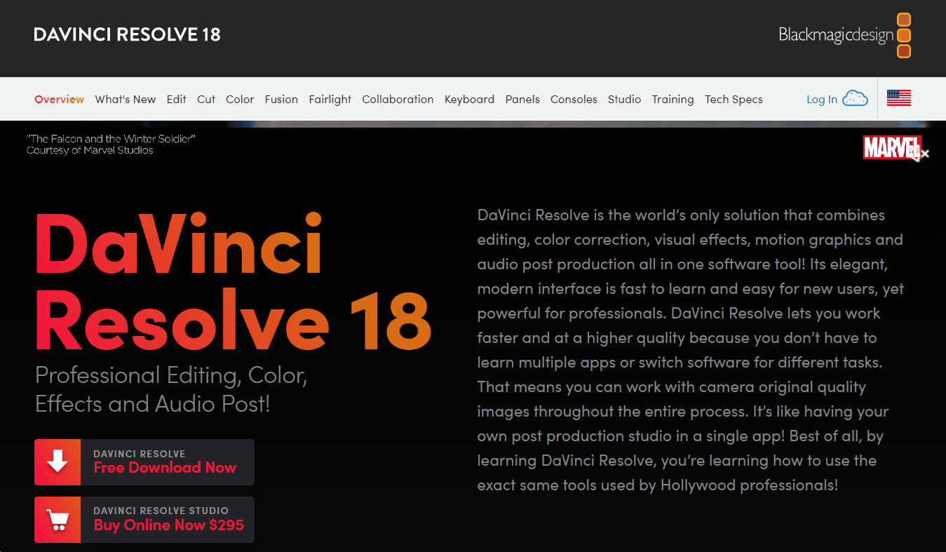 Situs web Davinci Resolve