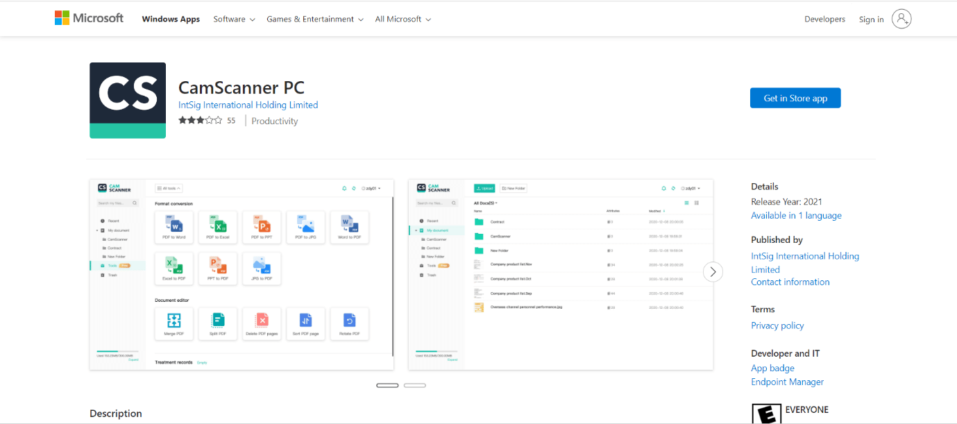 halaman web CamScanner. 19 Perangkat Lunak Pemindai Terbaik untuk Windows 10