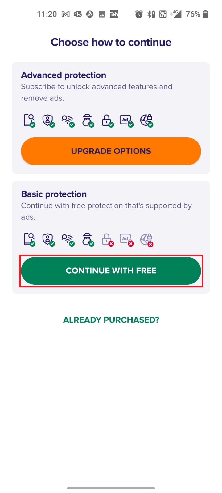 continuer avec gratuit