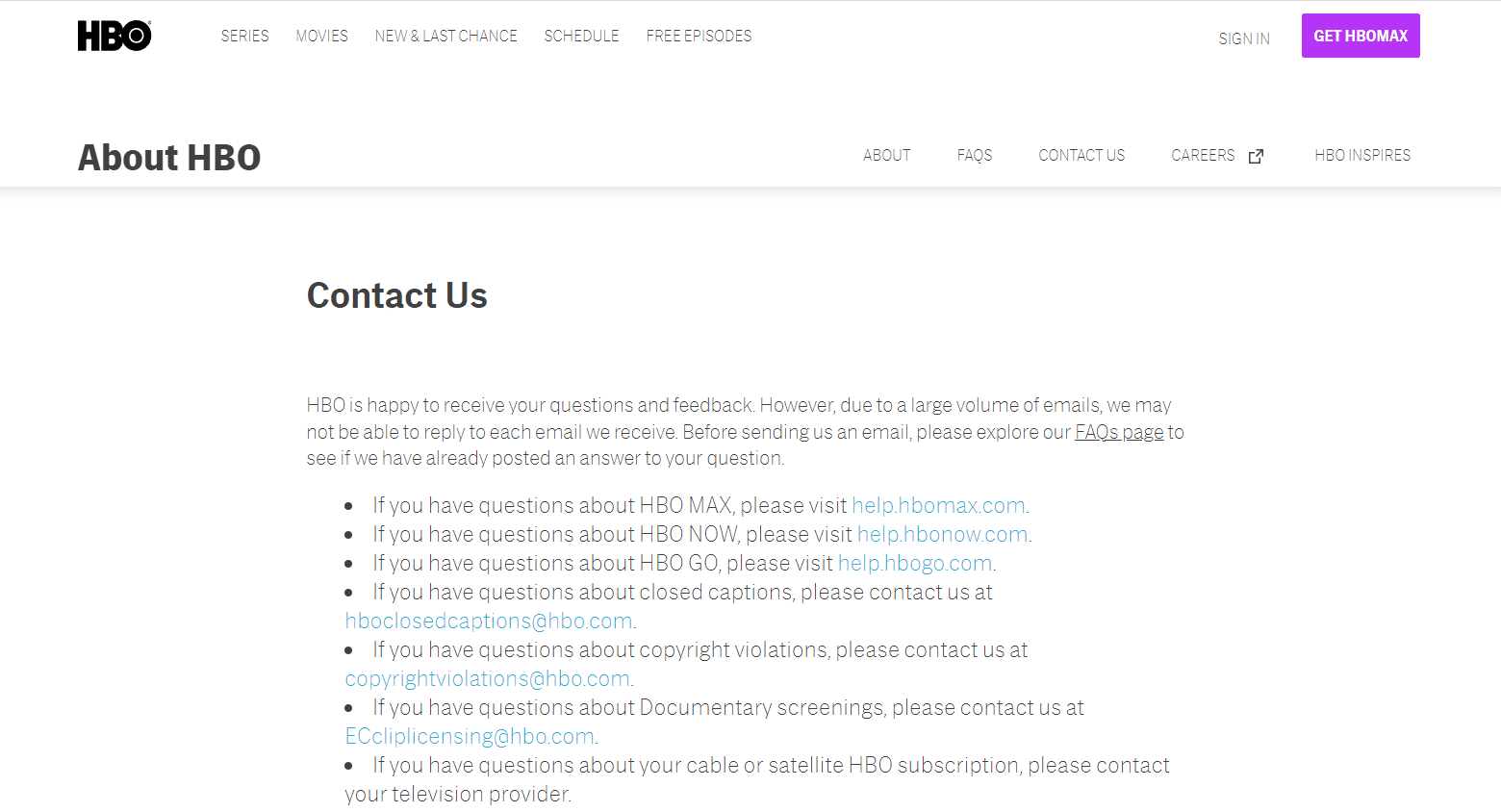 Contacter l'assistance HBO Max