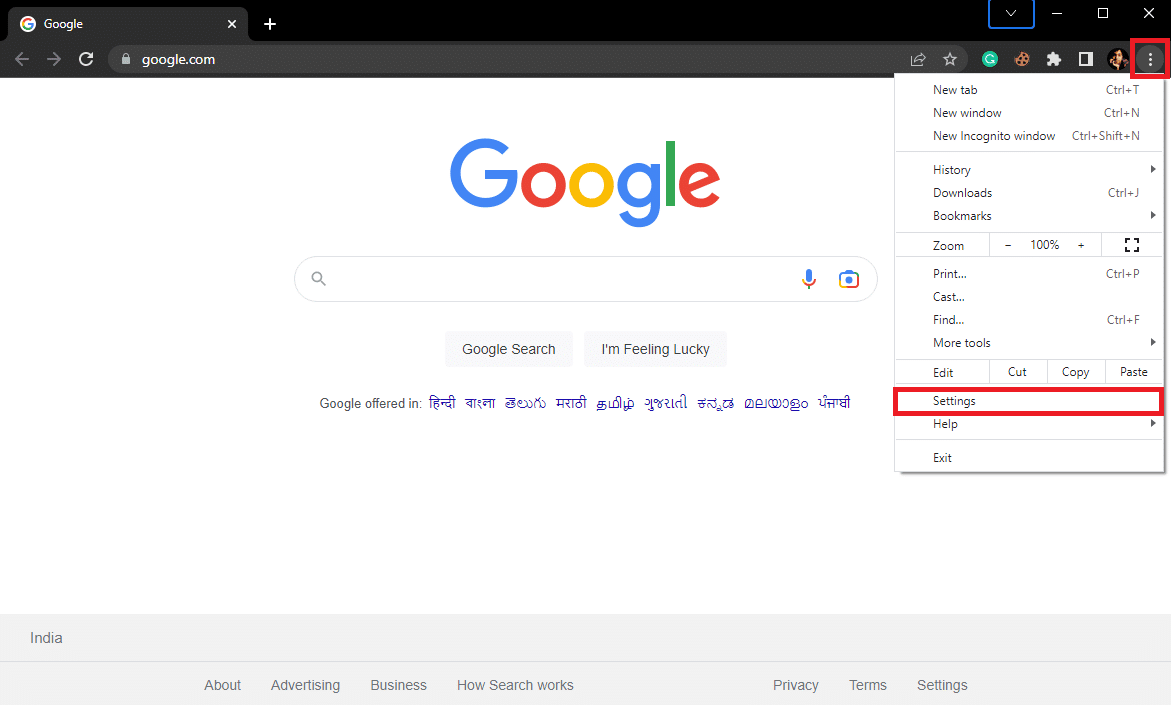 افتح إعدادات الكروم. إصلاح Twitter لا يفتح Windows 11