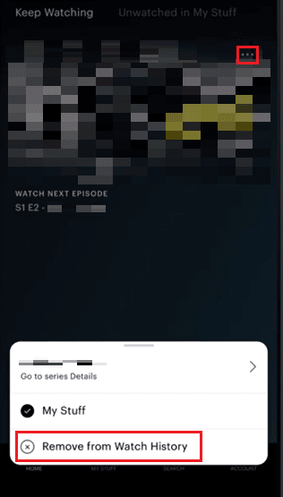 ลบออกจากประวัติการดู Hulu