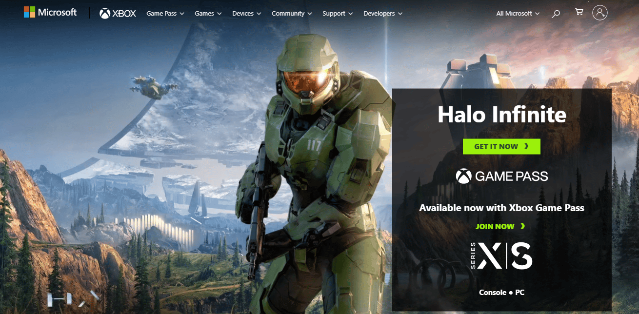 صفحة مرور لعبة Halo Infinite Xbox
