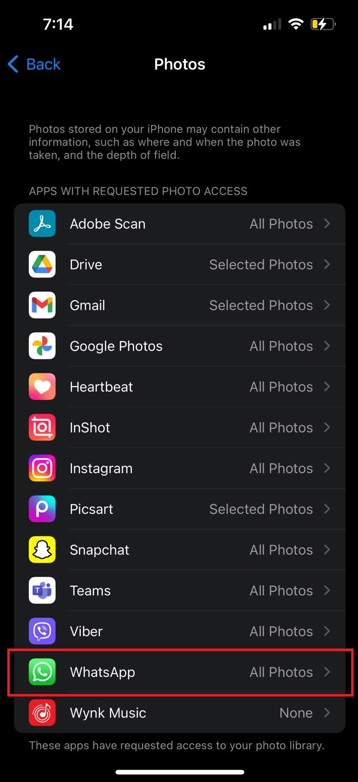 sélectionnez WhatsApp