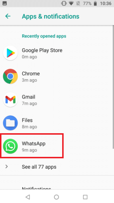 Appuyez sur Whatsapp. | Paramètres de la caméra Whatsapp