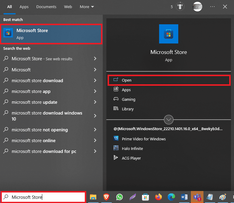 Apri Microsoft Store dal menu Start