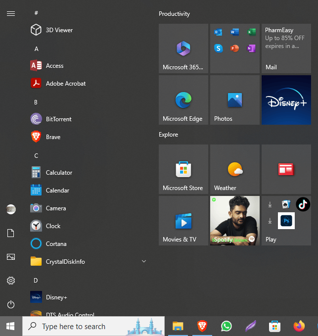 Premi il tasto Windows sul tuo computer per aprire il menu di avvio