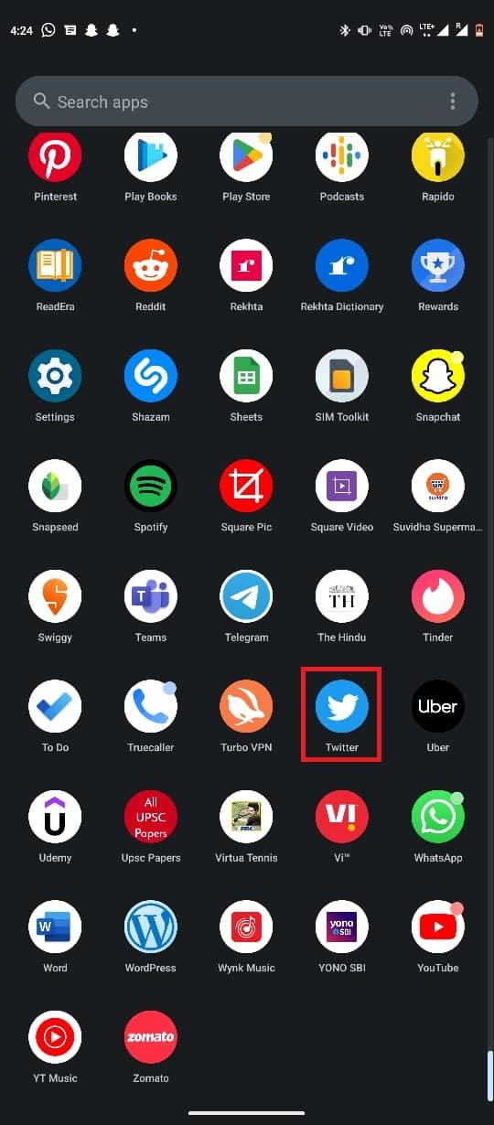 Otwórz Twittera z menu telefonu. 11 sposobów na naprawienie niedziałającego Twittera na Androidzie i iPhonie
