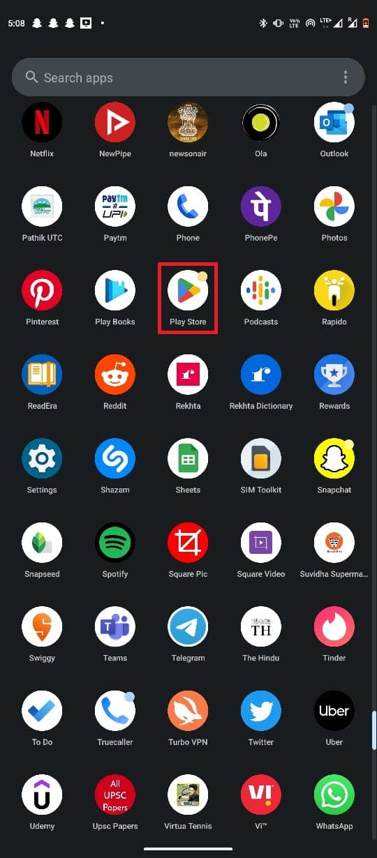 Otwórz Sklep Play z menu telefonu