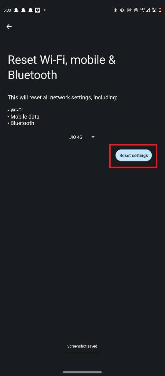 wybierz Resetuj ustawienia