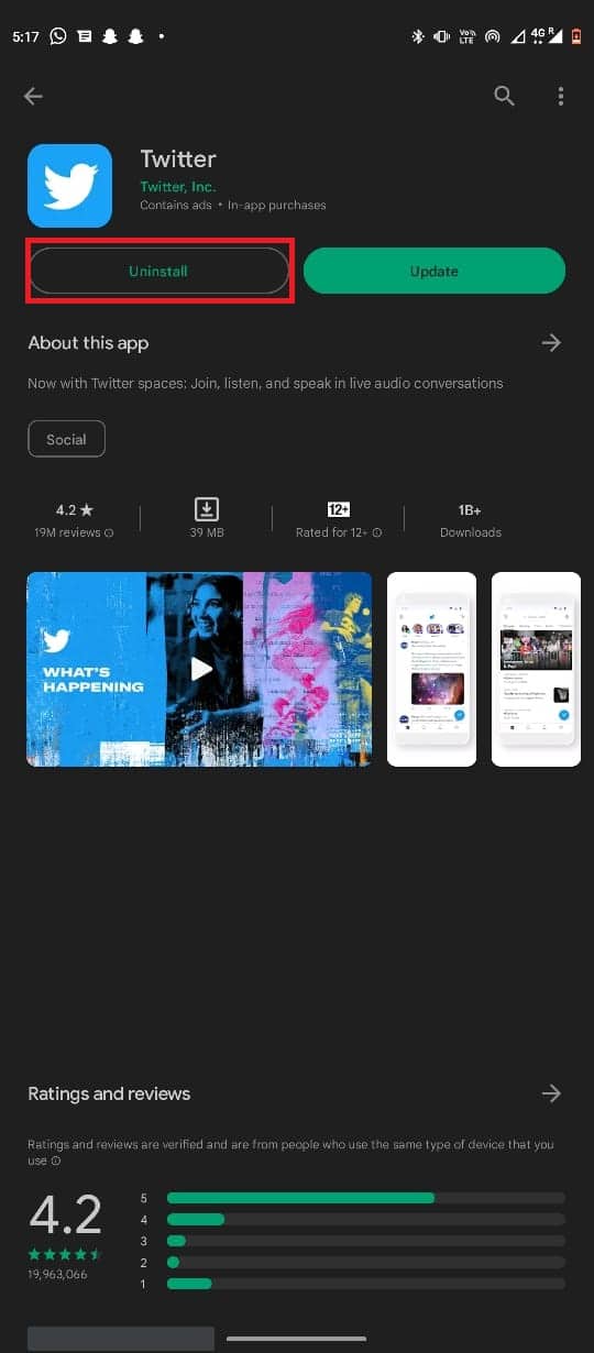 Zlokalizuj i stuknij opcję Odinstaluj. 11 sposobów na naprawienie niedziałającego Twittera na Androidzie i iPhonie