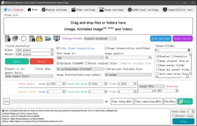 waifu2x-extension-gui видеоапскейлер для Windows