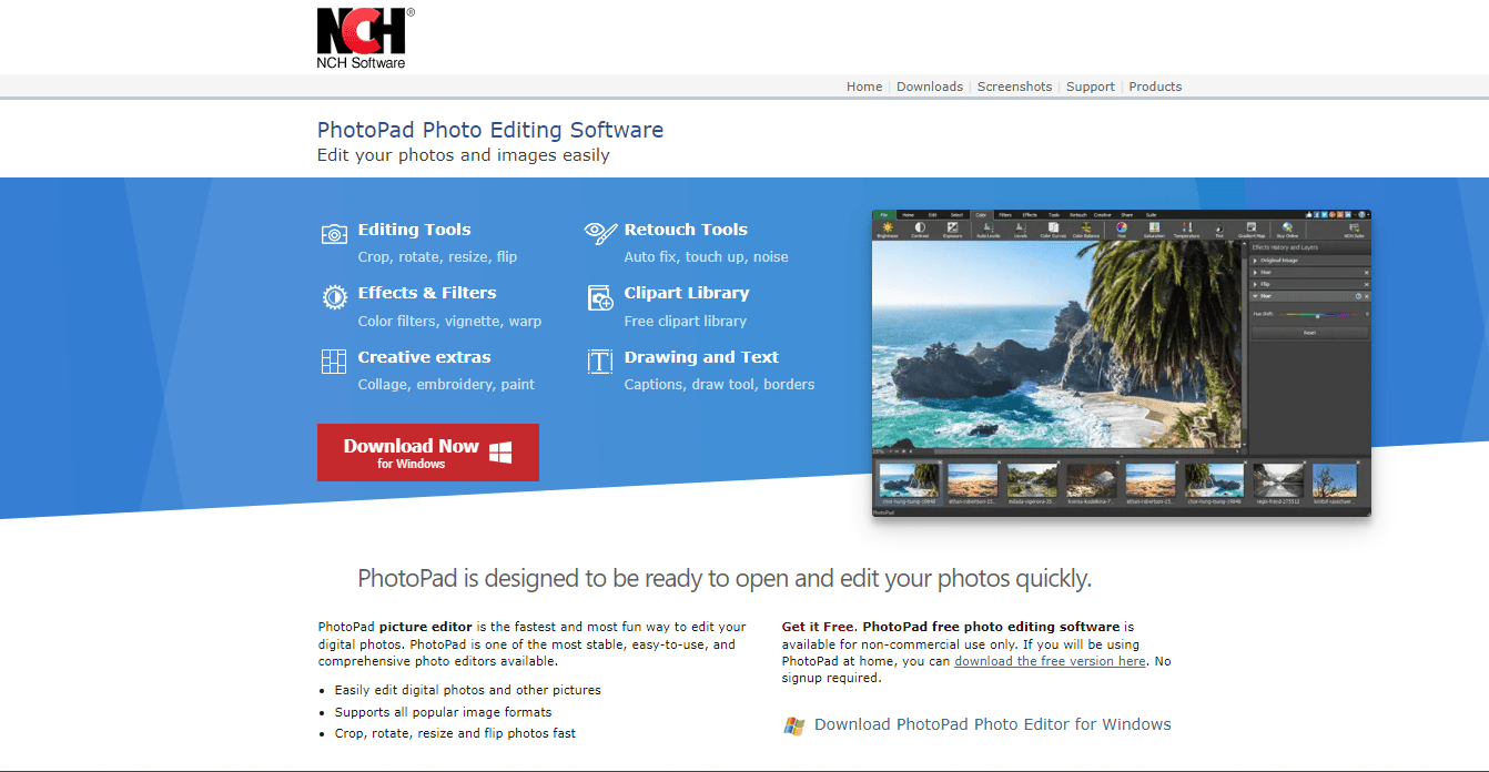 Página web de PhotoPad | Las mejores aplicaciones de cambio de DPI para Windows