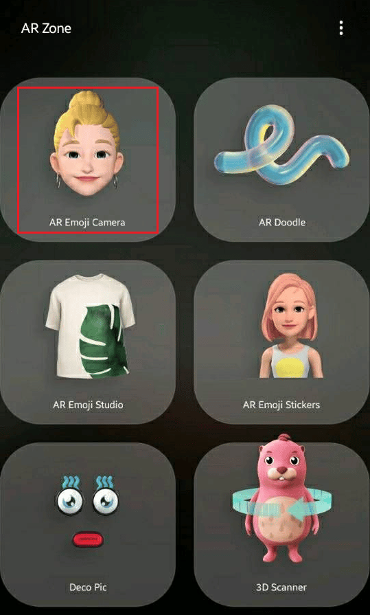 appuyez sur l'appareil photo AR Emoji pour prendre une photo ou une vidéo