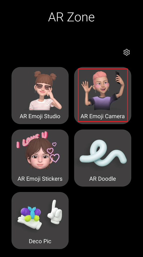 appuyez sur l'option AR Emoji Camera