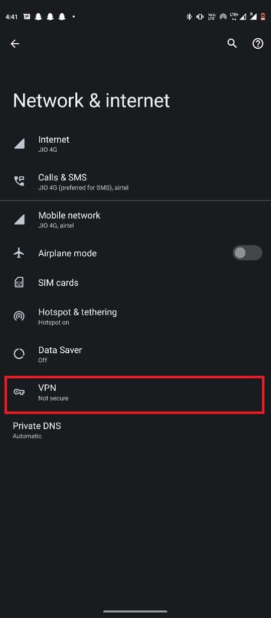 selectați VPN. 12 moduri de a remedia aplicația Bumble care nu funcționează