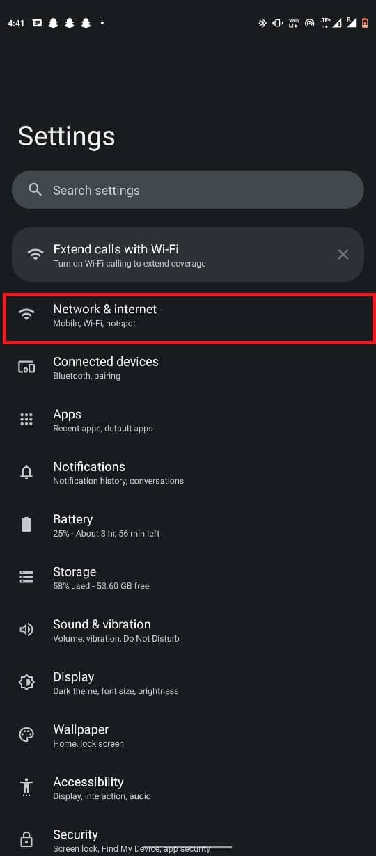 accesați Rețea și internet. Fix Bumble continuă să se blocheze pe Android