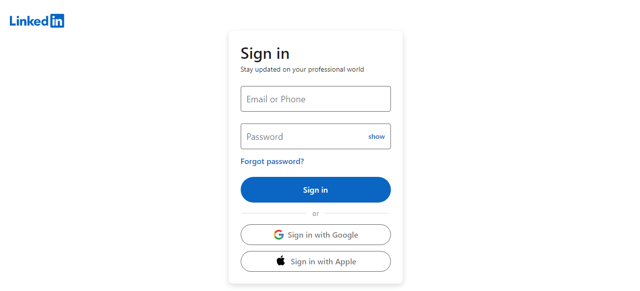 kunjungi halaman login LinkedIn dan masukkan kredensial Anda. 7 Cara Memperbaiki Unggahan Video LinkedIn Tidak Berfungsi