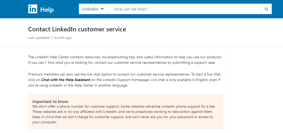 Hubungi Dukungan LinkedIn