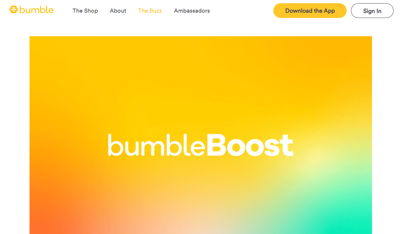 Bumble Boost 網頁