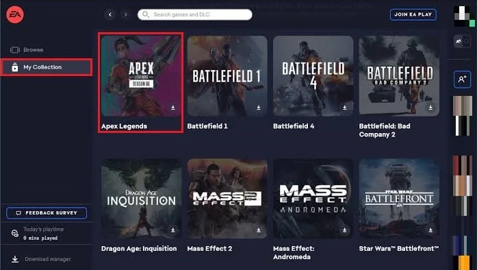 ea app mis colecciones Apex Legend