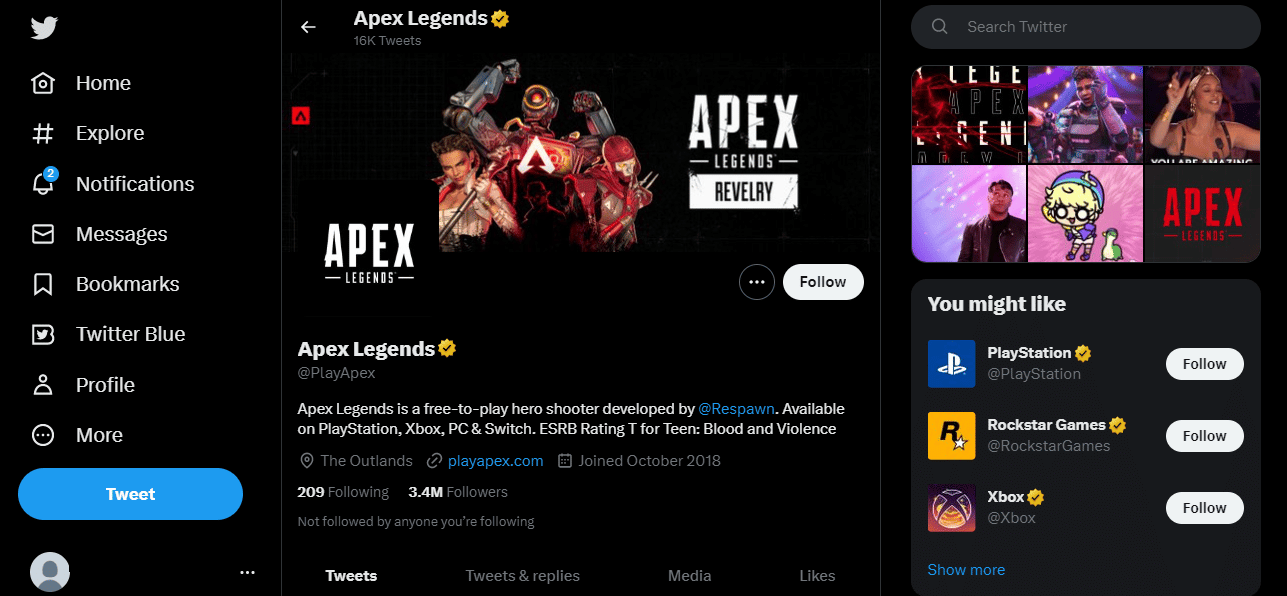 Apex Legends 推特页面。什么是 Apex Legends 错误代码蛇？