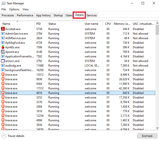 przejdź do zakładki Szczegóły | Dlaczego system Windows minimalizuje programy