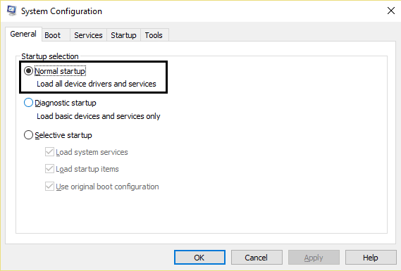 konfiguracja systemu umożliwia normalne uruchamianie Wykonaj czysty rozruch w systemie Windows 10 | Dlaczego system Windows minimalizuje programy