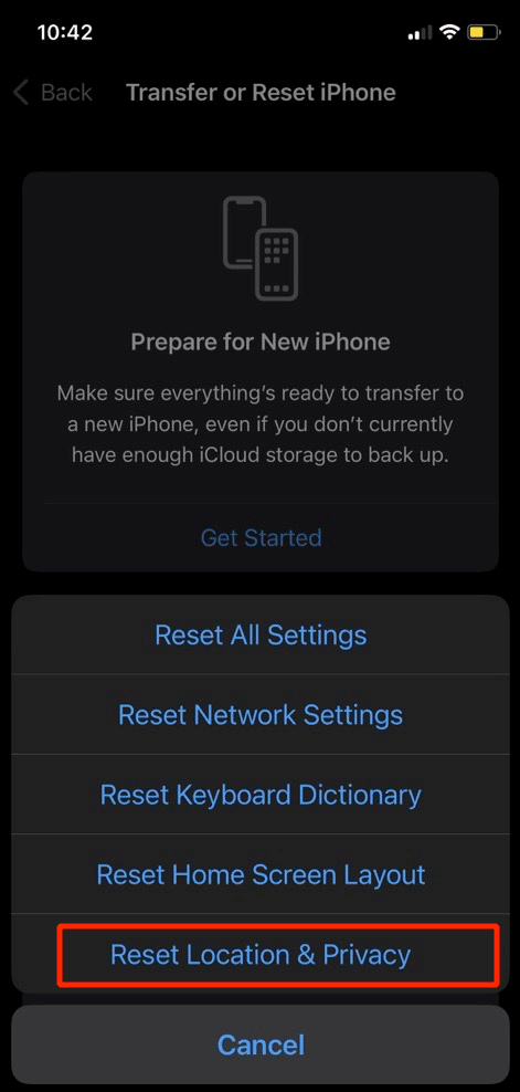 點擊重置位置和隱私。修復 Apple 地圖不起作用的 13 種方法