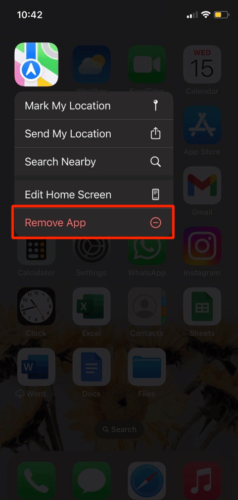 點擊刪除應用程序。修復 Apple 地圖不起作用的 13 種方法
