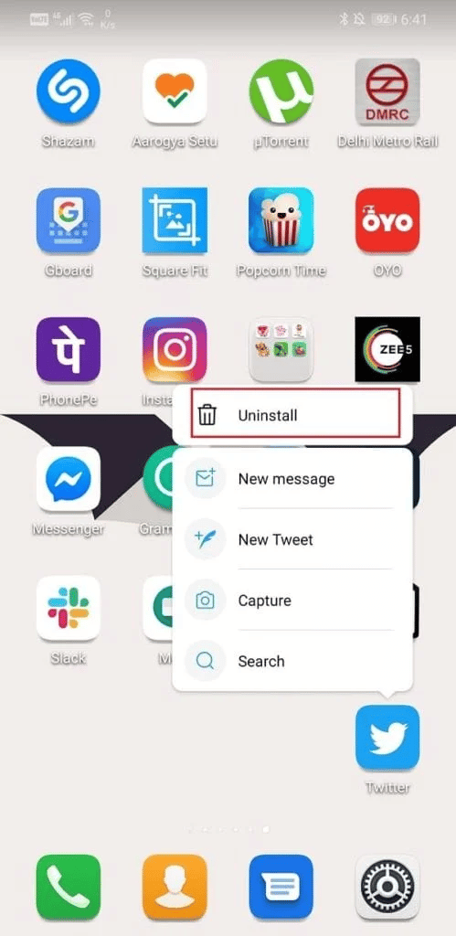 Cliquez sur Désinstaller