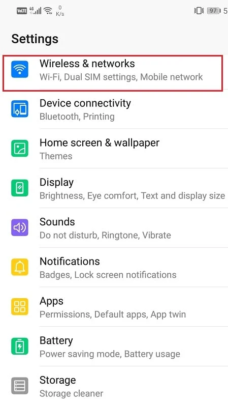 [ワイヤレスとネットワーク] をクリックします。 Snapchatフィルターが機能しない問題を修正