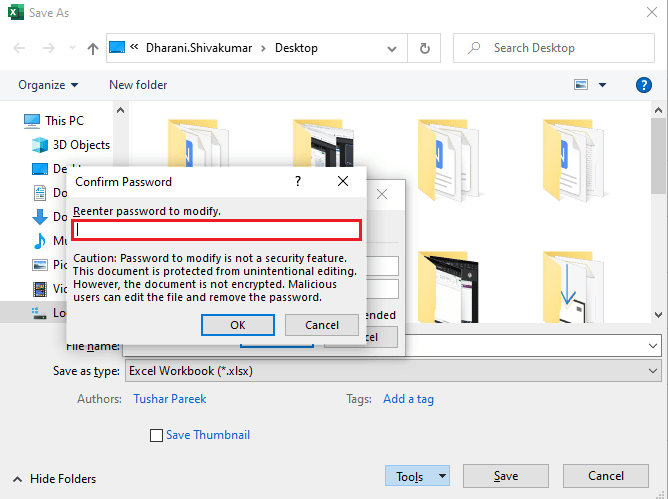 パスワードを再入力し、[OK] をクリックします。 Excelファイルを読み取り専用にする方法