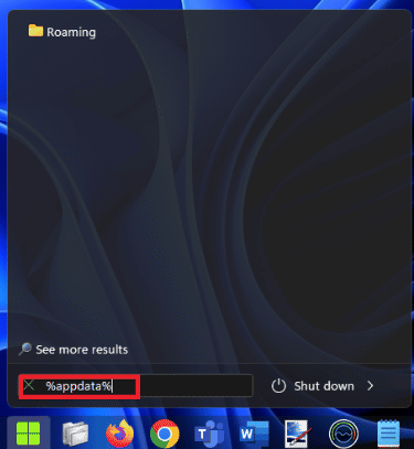 Vai alla barra di ricerca di Windows e digita %appdata%