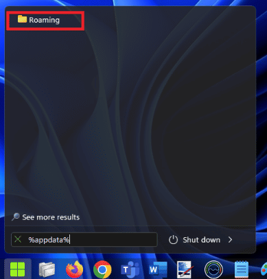 Fai clic su %appdata% o sulla cartella Roaming