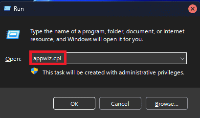 digitare appwiz.cpl per accedere a Programmi e funzionalità