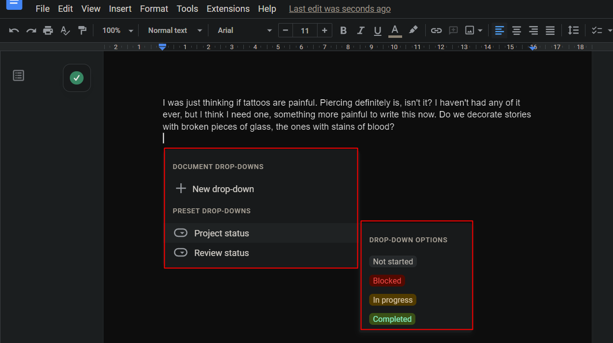 Rilascia il menu a discesa | Suggerimenti e trucchi per Google Documenti
