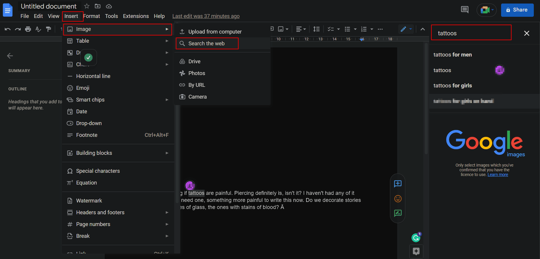Inserisci immagini direttamente dal web