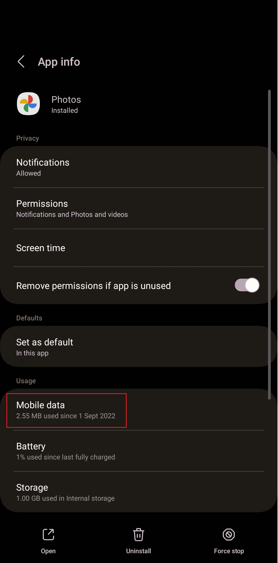 Option de données mobiles